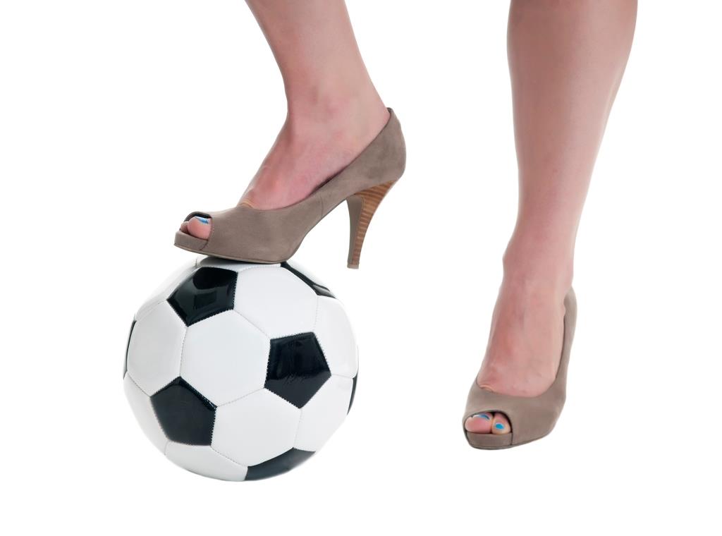Woman Feet with High Heels and Soccer Ball on White Backgro Stock Image -  Image of leisure, ball: 34183333