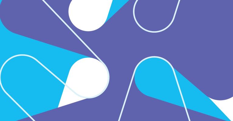 Forsideillustrasjon Tidsskrift for kjønnsforskning 4-24 i bølgende former i blått, hvitt og lilla, utsnitt av Kildens K-logo