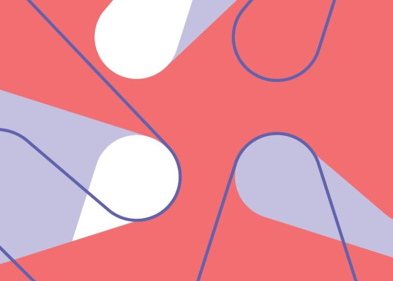 Illustrasjon til forsiden av Tidsskrift for kjønnsforskning 1-25 med illustrasjon i bølgende former i rosa, hvitt og lilla, utsnitt av Kildens K-logo