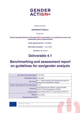 Forside Benchmarking and assessment report on guidelines for sex/gender analysis 