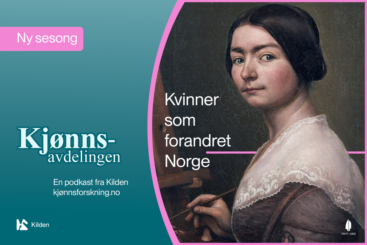 Plakat med selvportrett av Aasta Hansteen, logoen til Kjønnsavdelingen og teksten "Ny sesong: Kvinner som forandret Norge".
