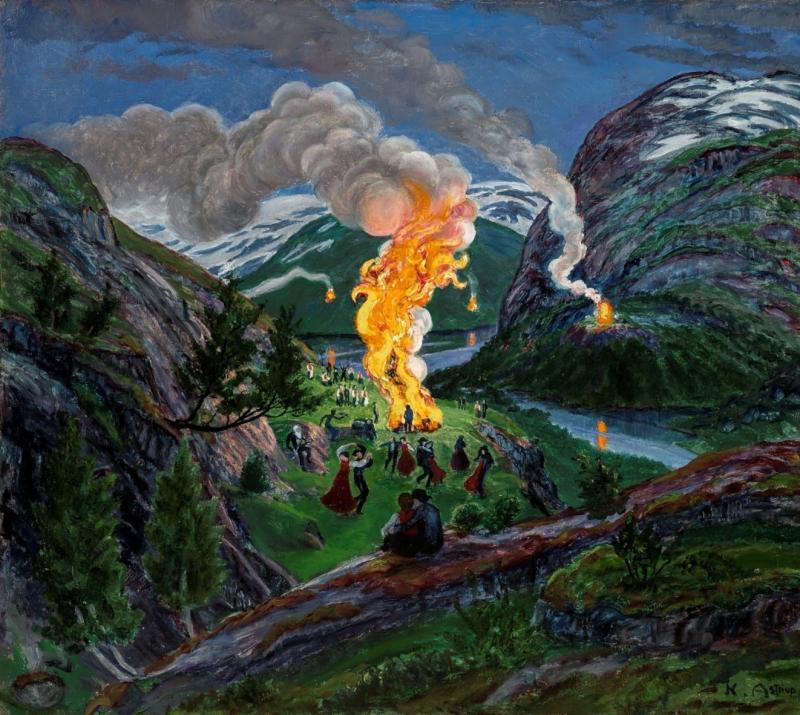 St Hans bål, maleri av Nikolai Astrup, cirka 1917