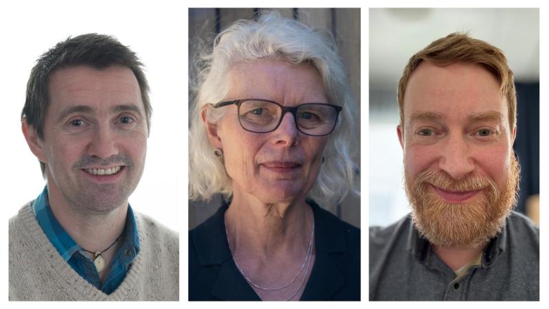 Bilde av de tre bidragsyterne, f.v. Torjer Olsen, Inger Marie Lid og Peter Edelberg