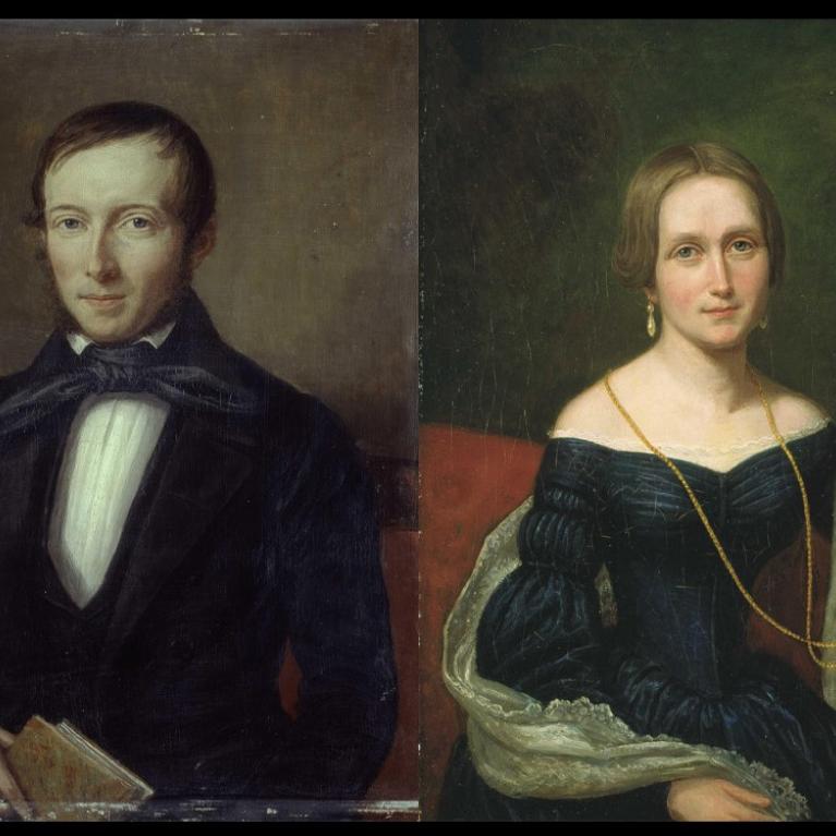 Portretter av Peter Jonas Collett og Camilla Collett Portretter av Peter Jonas Collett og Camilla Collett malt av Johan Gørbitz